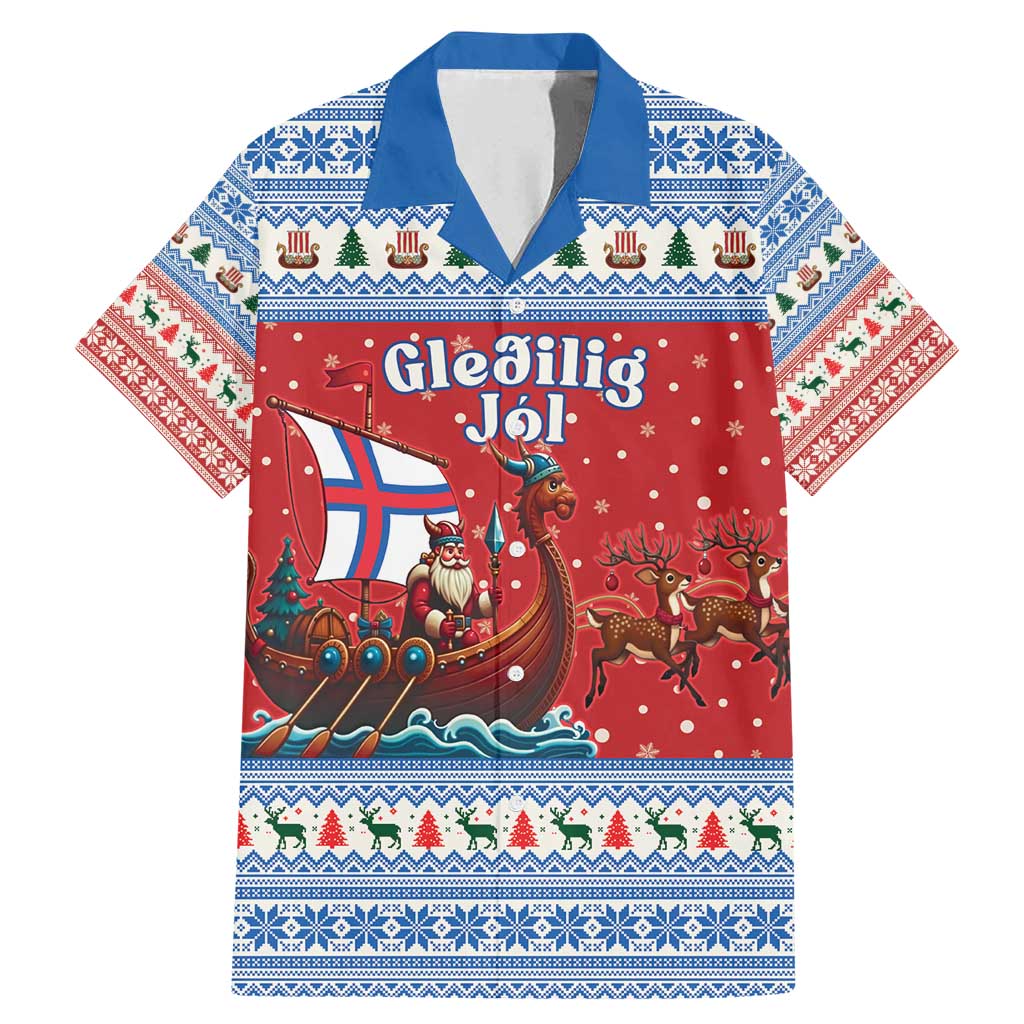 Faroe Islands Viking Santa Christmas Family Matching Mermaid Dress and Hawaiian Shirt Funny Reindeer Norse Xmas - Wonder Print Shop