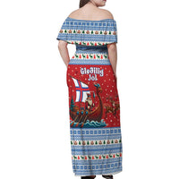 Faroe Islands Viking Santa Christmas Family Matching Off Shoulder Maxi Dress and Hawaiian Shirt Funny Reindeer Norse Xmas - Wonder Print Shop