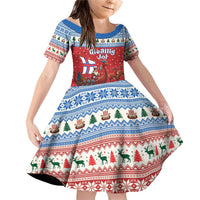 Faroe Islands Viking Santa Christmas Family Matching Off Shoulder Short Dress and Hawaiian Shirt Funny Reindeer Norse Xmas - Wonder Print Shop