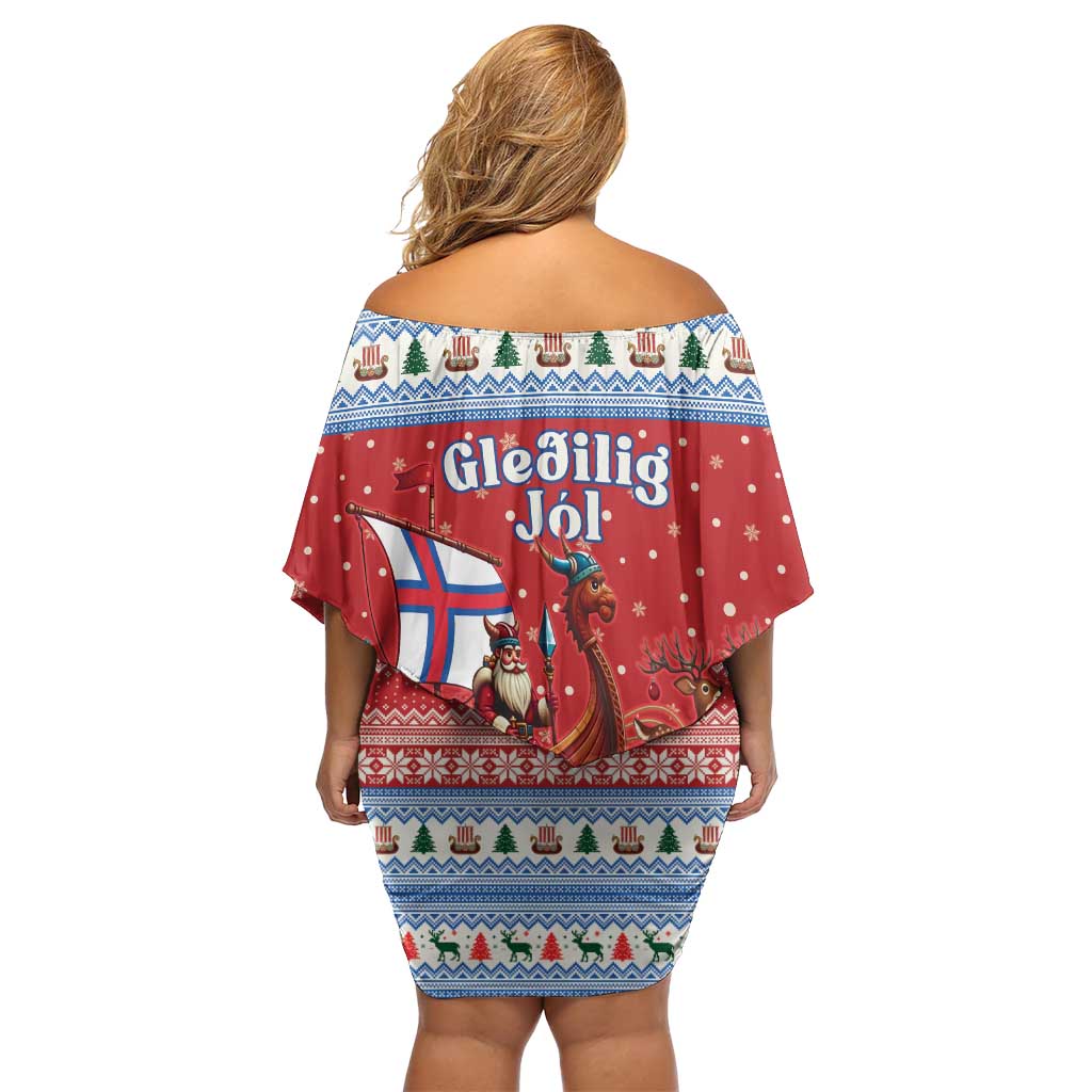 Faroe Islands Viking Santa Christmas Family Matching Off Shoulder Short Dress and Hawaiian Shirt Funny Reindeer Norse Xmas - Wonder Print Shop