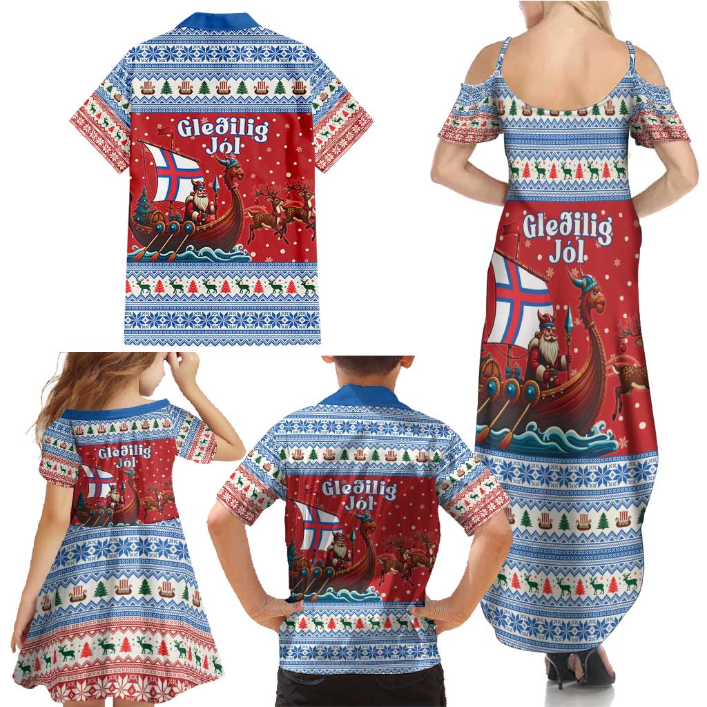 Faroe Islands Viking Santa Christmas Family Matching Summer Maxi Dress and Hawaiian Shirt Funny Reindeer Norse Xmas - Wonder Print Shop