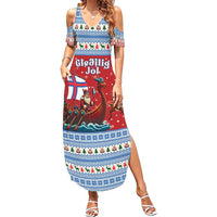 Faroe Islands Viking Santa Christmas Family Matching Summer Maxi Dress and Hawaiian Shirt Funny Reindeer Norse Xmas - Wonder Print Shop