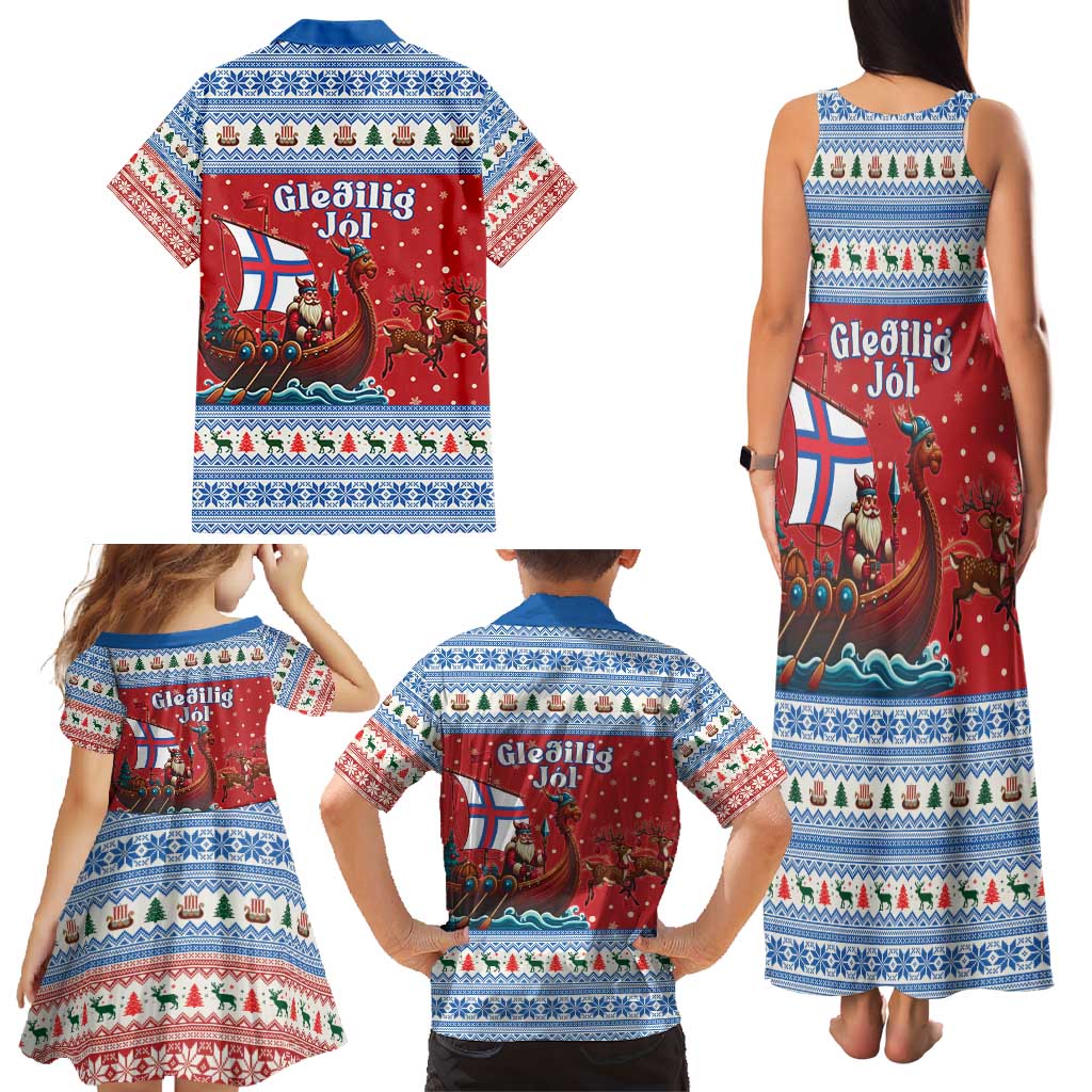 Faroe Islands Viking Santa Christmas Family Matching Tank Maxi Dress and Hawaiian Shirt Funny Reindeer Norse Xmas - Wonder Print Shop