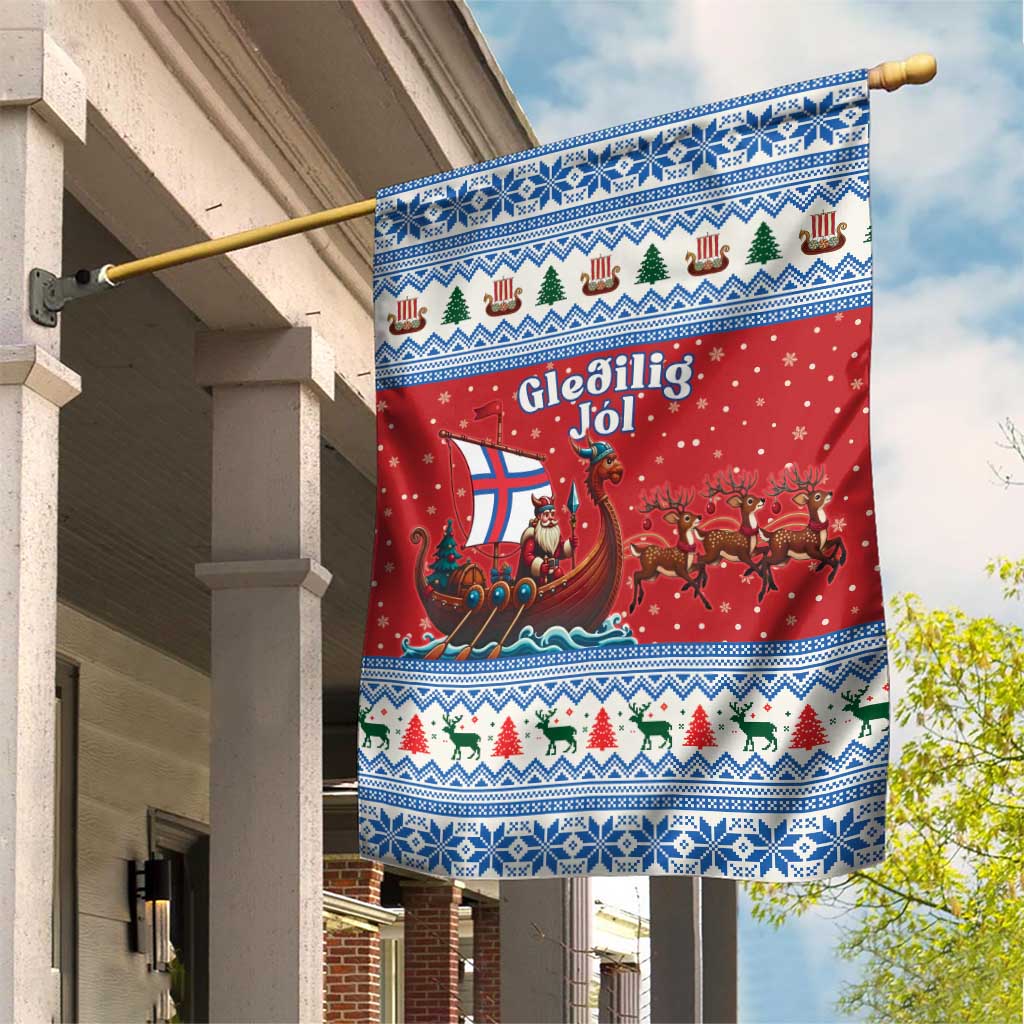 Faroe Islands Viking Santa Christmas Garden Flag Funny Reindeer Norse Xmas - Wonder Print Shop