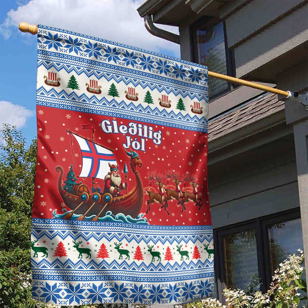 Faroe Islands Viking Santa Christmas Garden Flag Funny Reindeer Norse Xmas - Wonder Print Shop