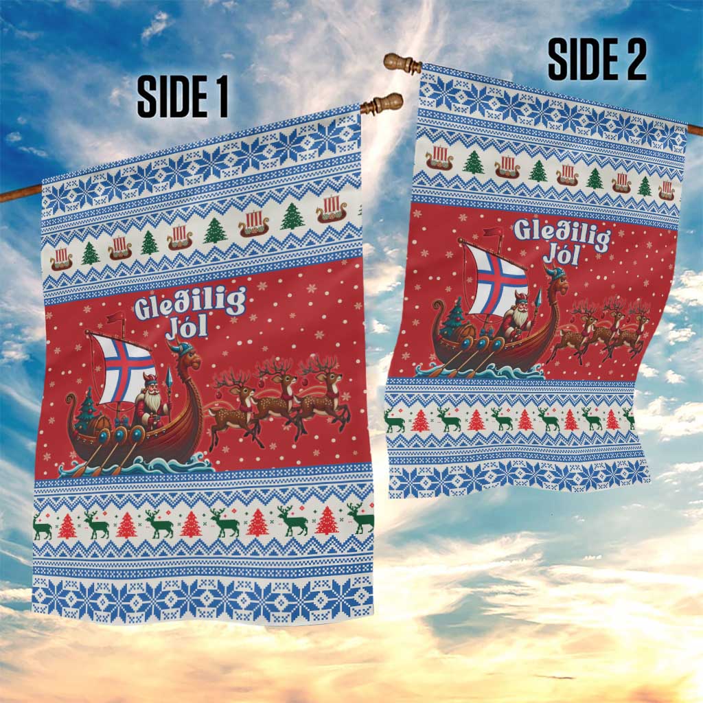 Faroe Islands Viking Santa Christmas Garden Flag Funny Reindeer Norse Xmas - Wonder Print Shop
