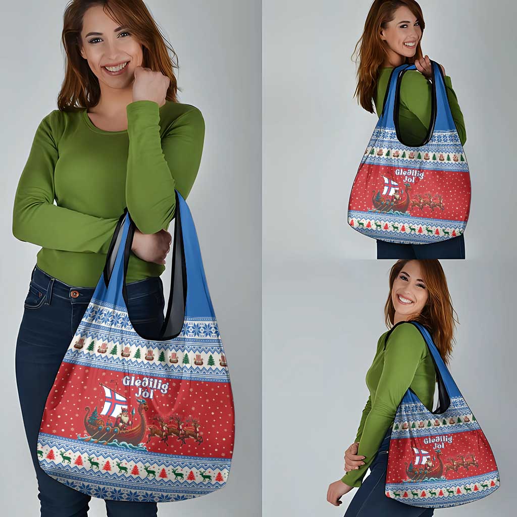 Faroe Islands Viking Santa Christmas Grocery Bag Funny Reindeer Norse Xmas - Wonder Print Shop