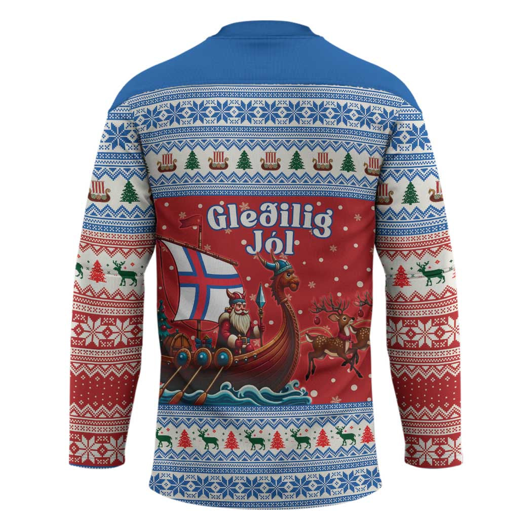 Faroe Islands Viking Santa Christmas Hockey Jersey Funny Reindeer Norse Xmas - Wonder Print Shop