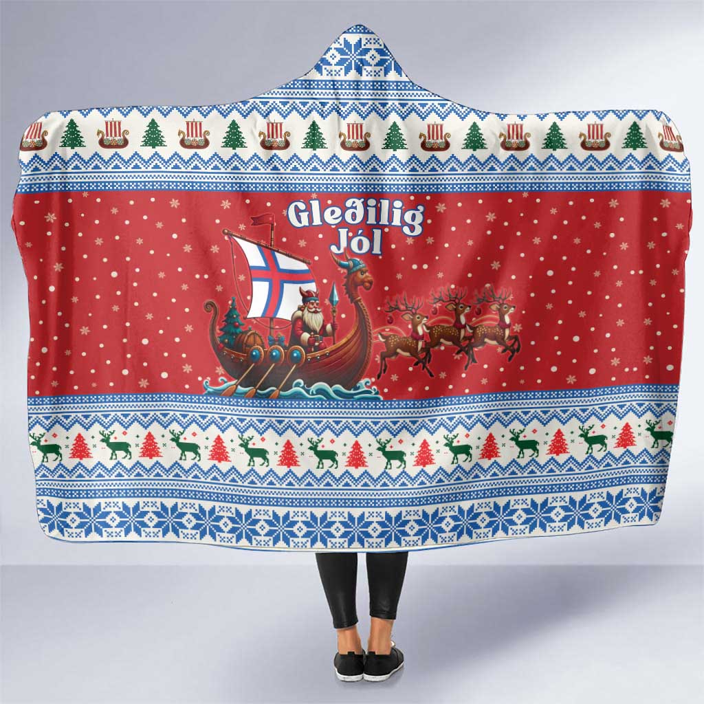Faroe Islands Viking Santa Christmas Hooded Blanket Funny Reindeer Norse Xmas - Wonder Print Shop