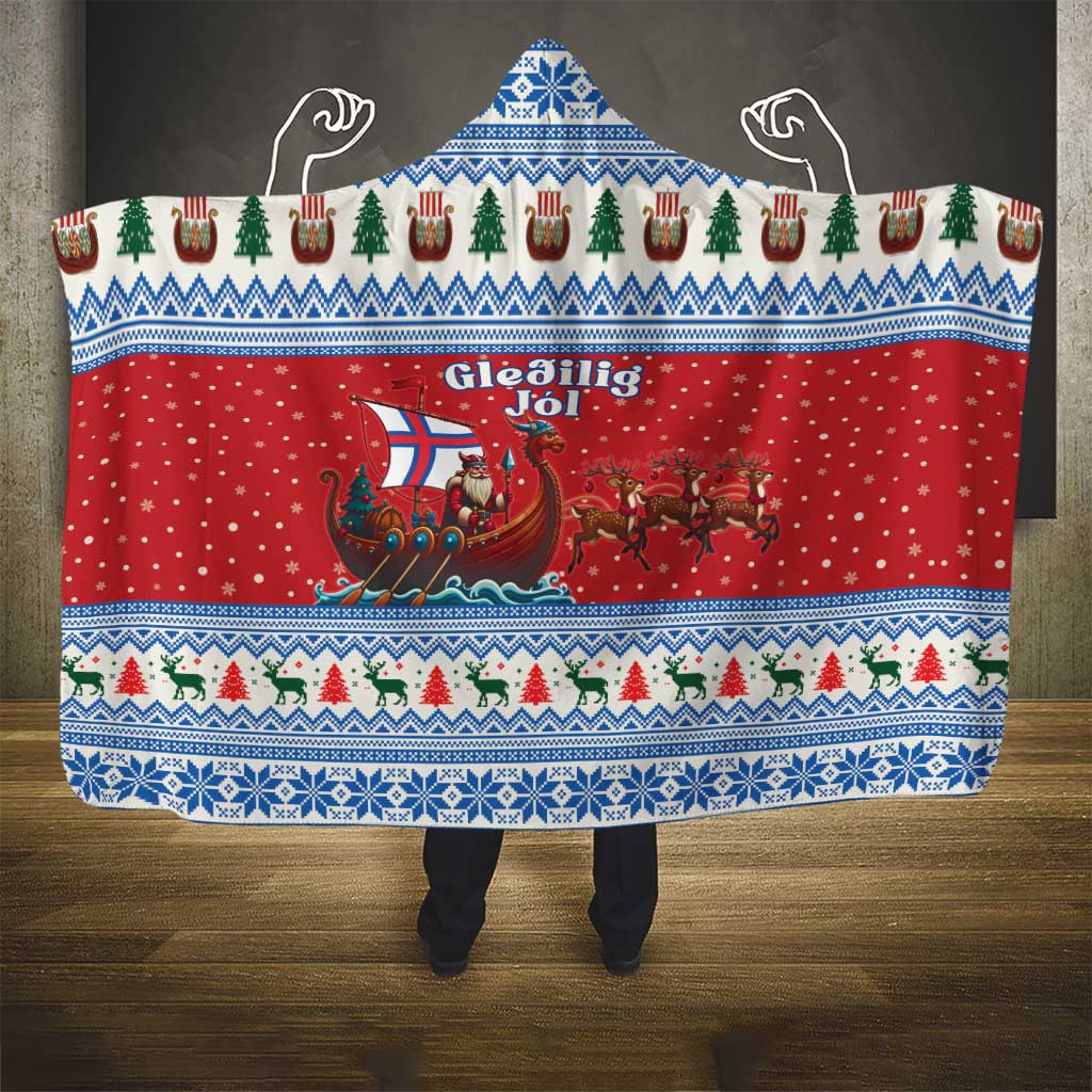 Faroe Islands Viking Santa Christmas Hooded Blanket Funny Reindeer Norse Xmas - Wonder Print Shop