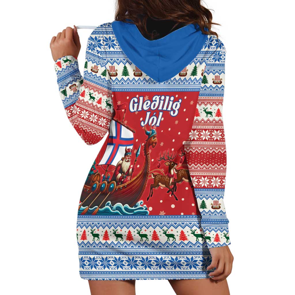 Faroe Islands Viking Santa Christmas Hoodie Dress Funny Reindeer Norse Xmas - Wonder Print Shop