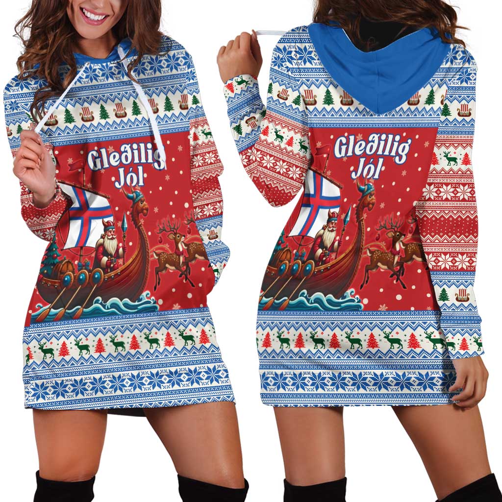 Faroe Islands Viking Santa Christmas Hoodie Dress Funny Reindeer Norse Xmas - Wonder Print Shop