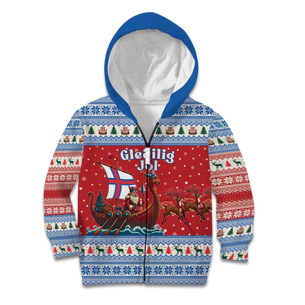 Faroe Islands Viking Santa Christmas Kid Hoodie Funny Reindeer Norse Xmas - Wonder Print Shop