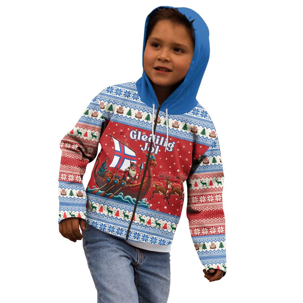 Faroe Islands Viking Santa Christmas Kid Hoodie Funny Reindeer Norse Xmas - Wonder Print Shop