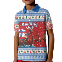 Faroe Islands Viking Santa Christmas Kid Polo Shirt Funny Reindeer Norse Xmas - Wonder Print Shop