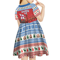 Faroe Islands Viking Santa Christmas Kid Short Sleeve Dress Funny Reindeer Norse Xmas - Wonder Print Shop