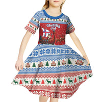 Faroe Islands Viking Santa Christmas Kid Short Sleeve Dress Funny Reindeer Norse Xmas - Wonder Print Shop