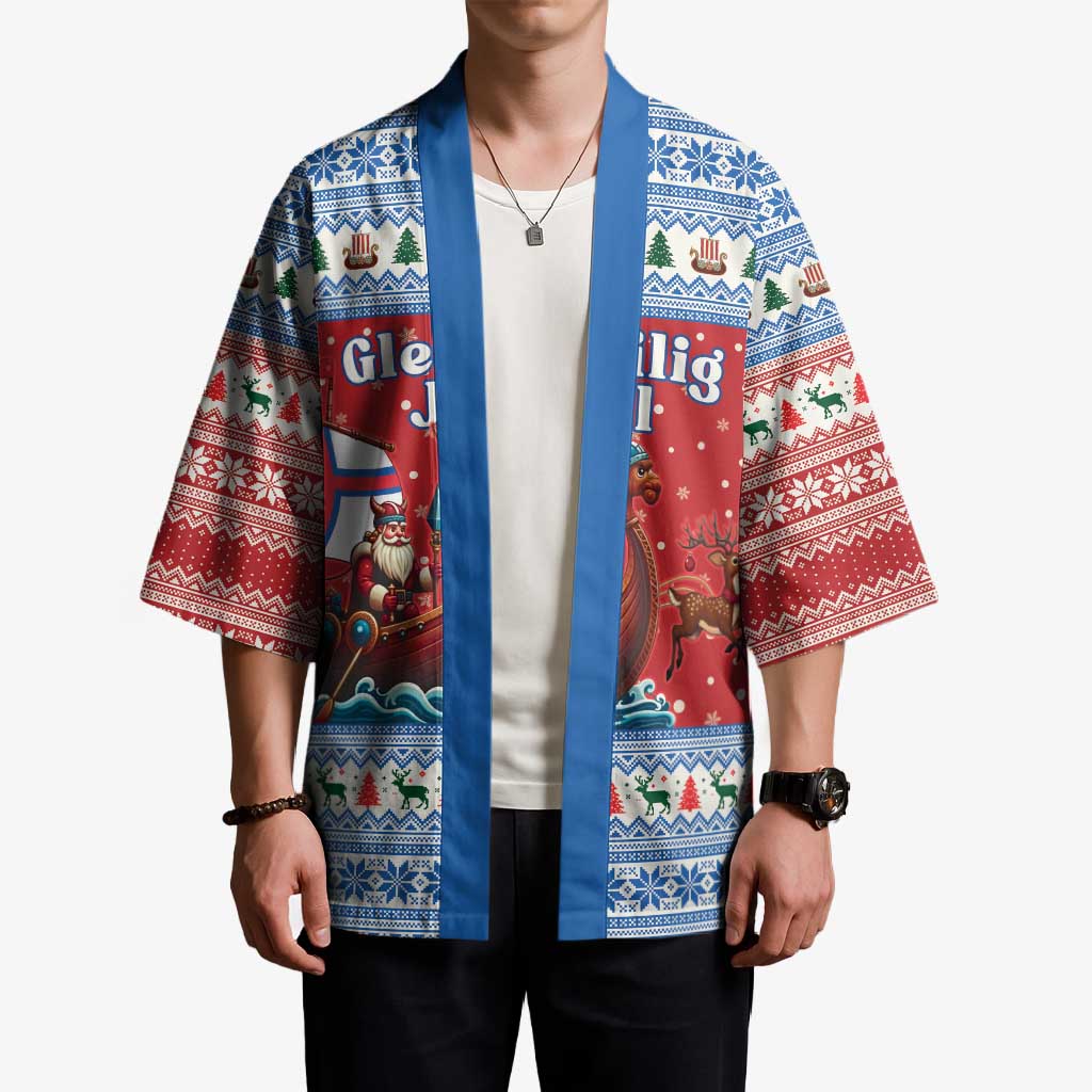 Faroe Islands Viking Santa Christmas Kimono Funny Reindeer Norse Xmas - Wonder Print Shop