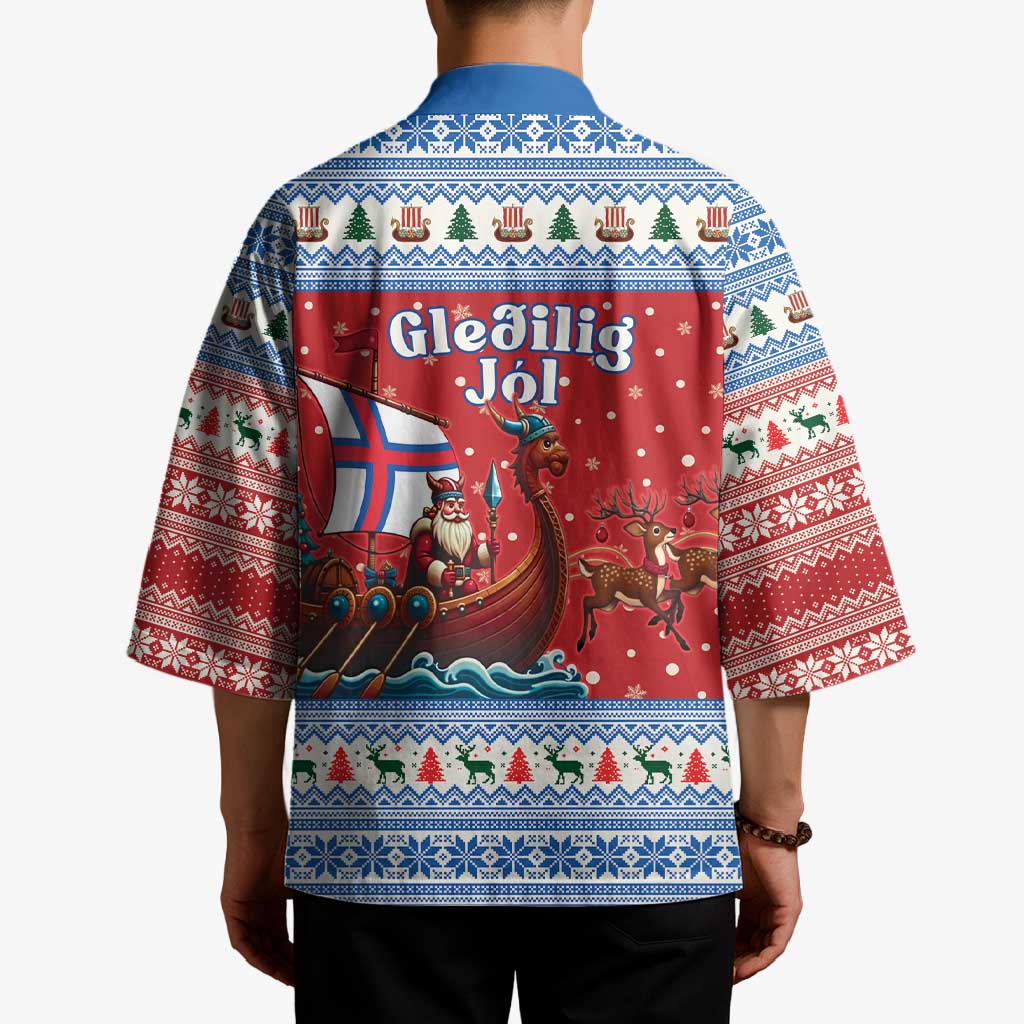 Faroe Islands Viking Santa Christmas Kimono Funny Reindeer Norse Xmas - Wonder Print Shop
