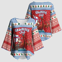 Faroe Islands Viking Santa Christmas Kimono Sleeve Blouse Funny Reindeer Norse Xmas - Wonder Print Shop