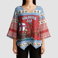 Faroe Islands Viking Santa Christmas Kimono Sleeve Blouse Funny Reindeer Norse Xmas - Wonder Print Shop