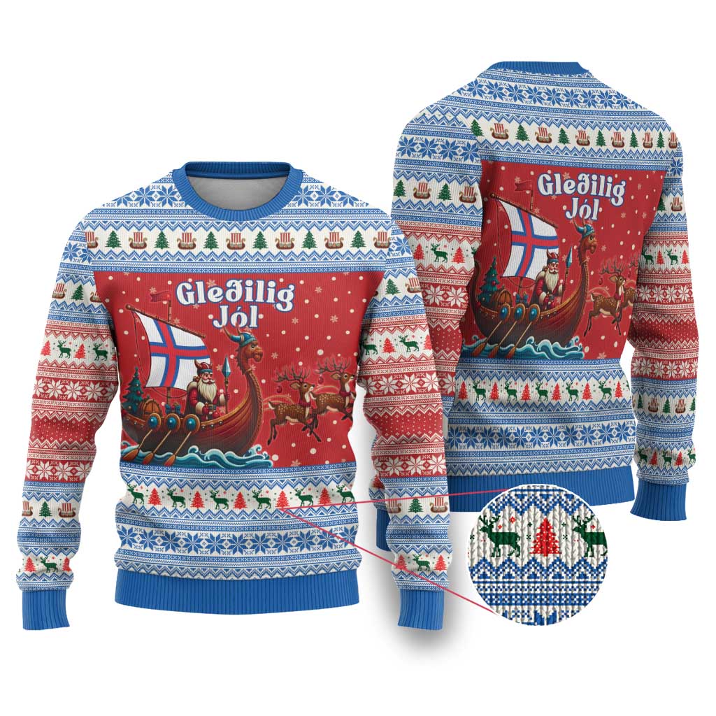 Faroe Islands Viking Santa Christmas Ugly Christmas Sweater Funny Reindeer Norse Xmas - Wonder Print Shop