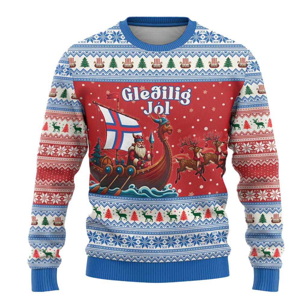 Faroe Islands Viking Santa Christmas Ugly Christmas Sweater Funny Reindeer Norse Xmas - Wonder Print Shop
