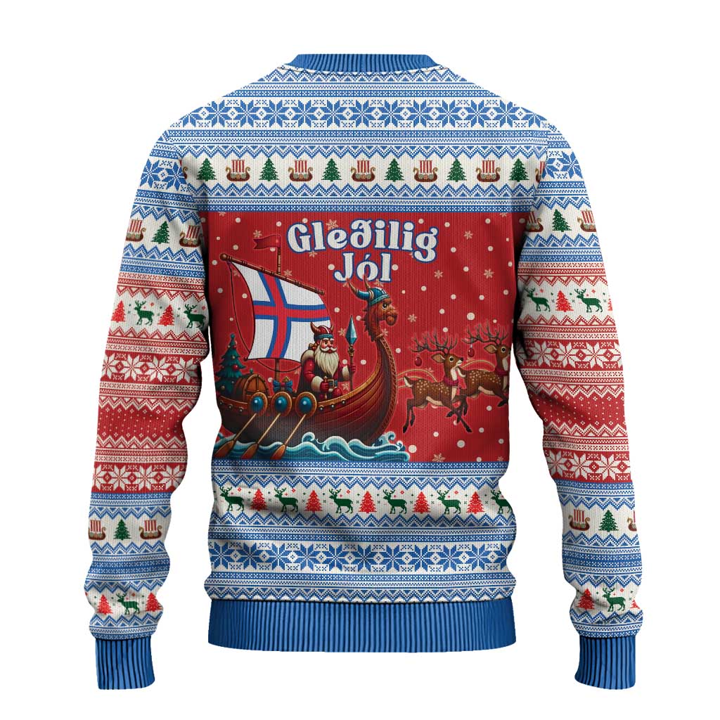 Faroe Islands Viking Santa Christmas Ugly Christmas Sweater Funny Reindeer Norse Xmas - Wonder Print Shop
