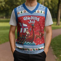 Faroe Islands Viking Santa Christmas Knitted V-Neck Vest Funny Reindeer Norse Xmas - Wonder Print Shop