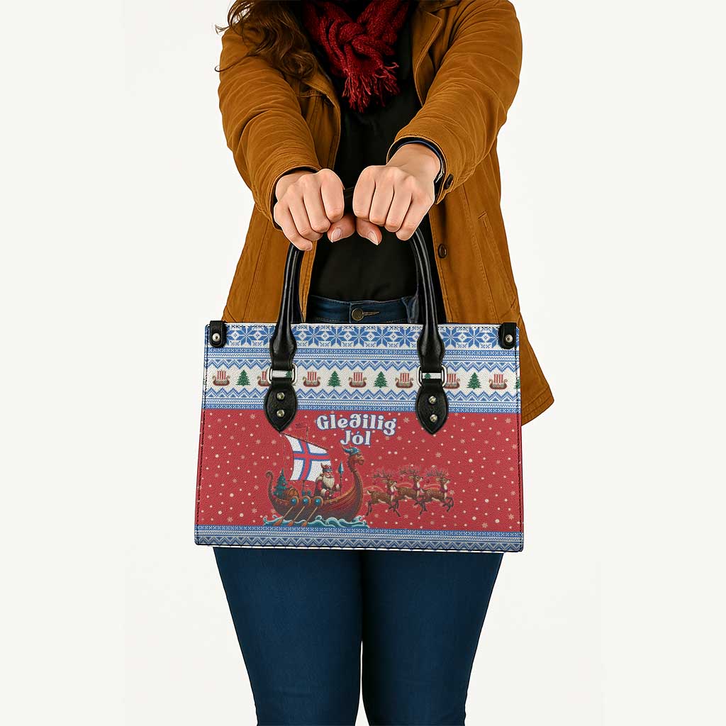 Faroe Islands Viking Santa Christmas Leather Bag Funny Reindeer Norse Xmas - Wonder Print Shop