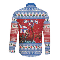 Faroe Islands Viking Santa Christmas Long Sleeve Button Shirt Funny Reindeer Norse Xmas - Wonder Print Shop