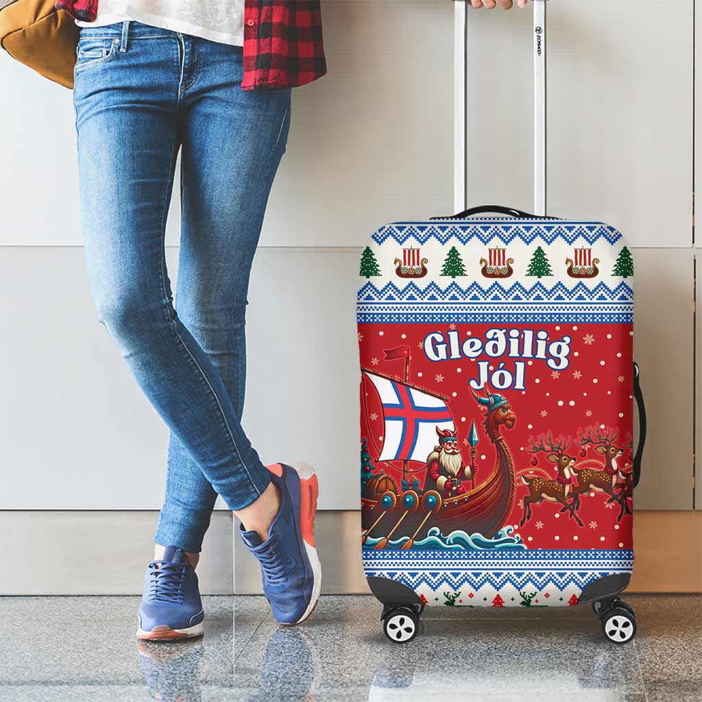 Faroe Islands Viking Santa Christmas Luggage Cover Funny Reindeer Norse Xmas - Wonder Print Shop