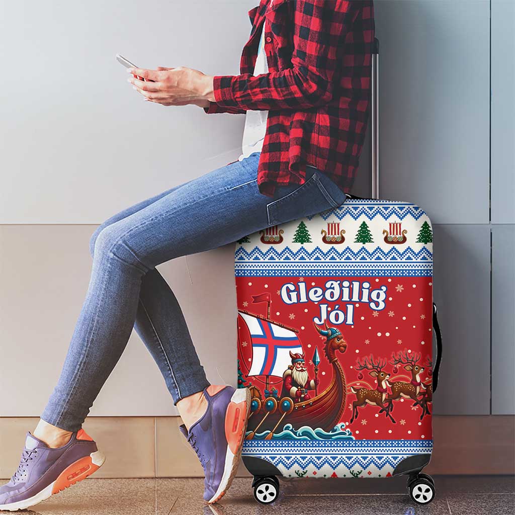 Faroe Islands Viking Santa Christmas Luggage Cover Funny Reindeer Norse Xmas - Wonder Print Shop