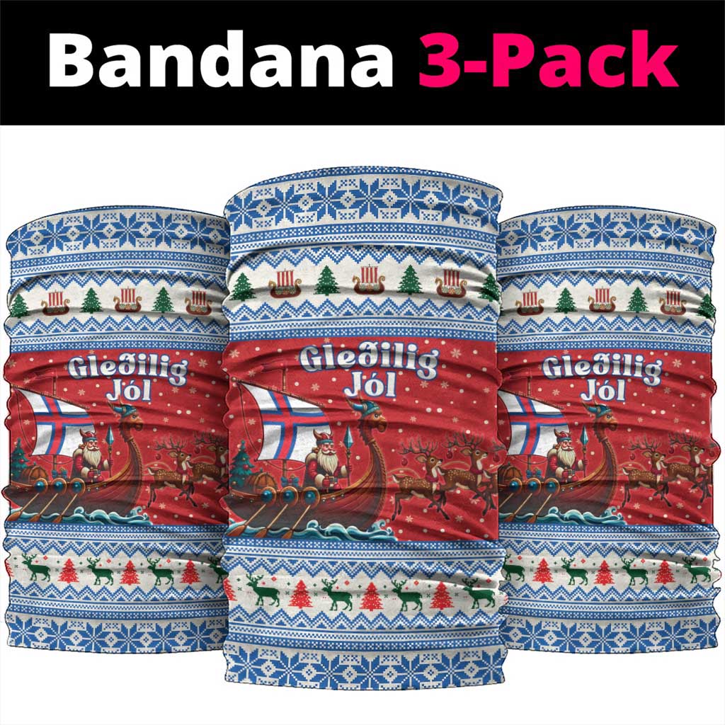Faroe Islands Viking Santa Christmas Neck Gaiter Funny Reindeer Norse Xmas - Wonder Print Shop
