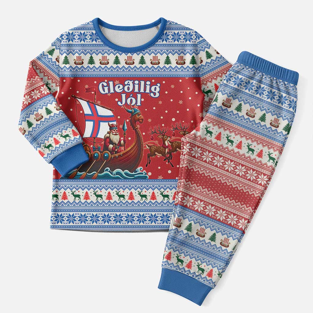 Faroe Islands Viking Santa Christmas Pajama Set Funny Reindeer Norse Xmas - Wonder Print Shop