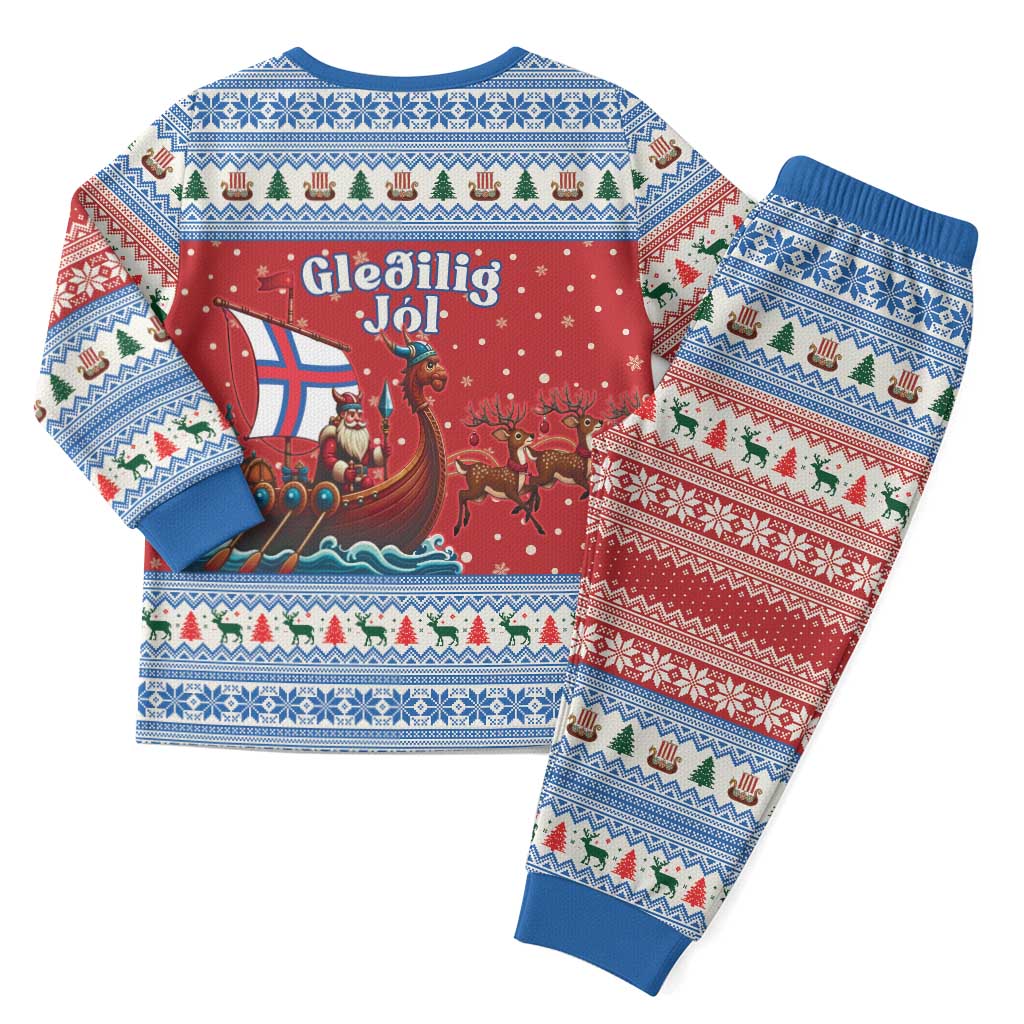 Faroe Islands Viking Santa Christmas Pajama Set Funny Reindeer Norse Xmas - Wonder Print Shop