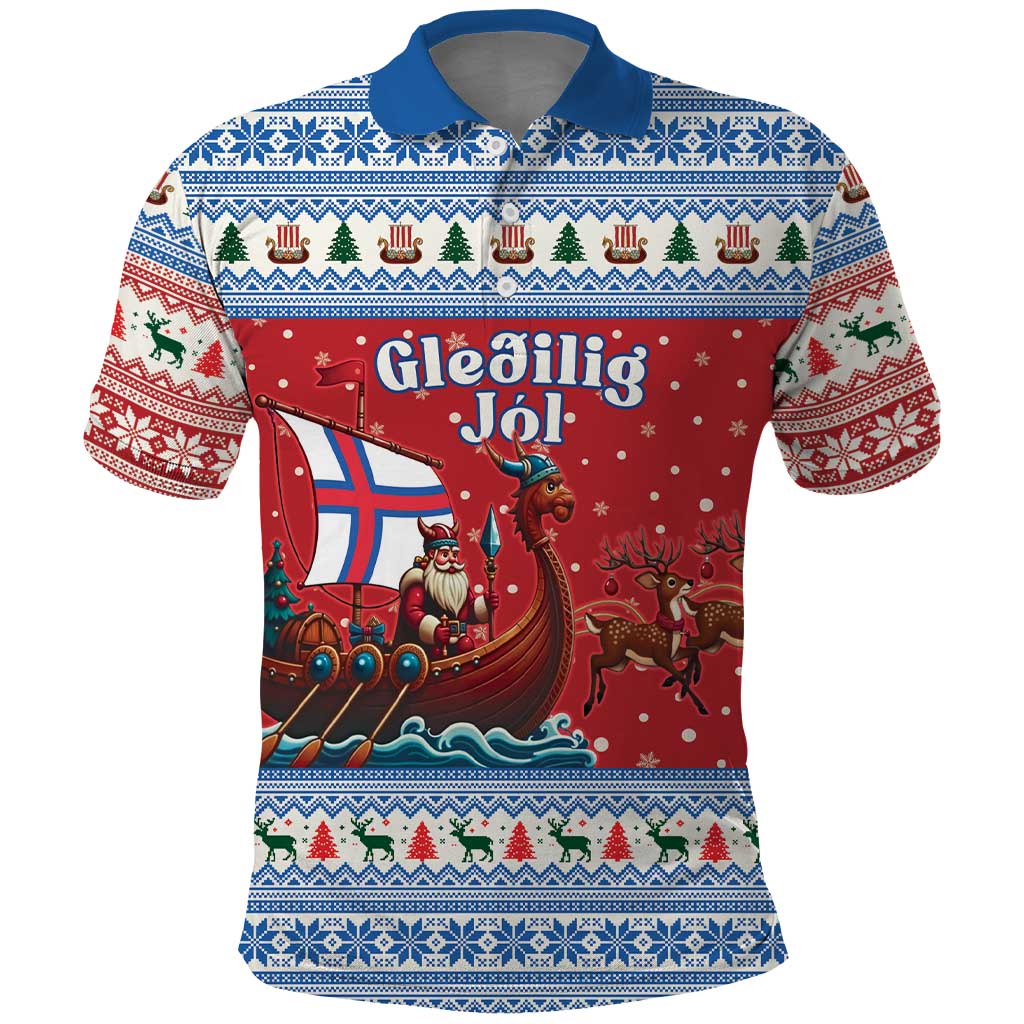 Faroe Islands Viking Santa Christmas Polo Shirt Funny Reindeer Norse Xmas - Wonder Print Shop