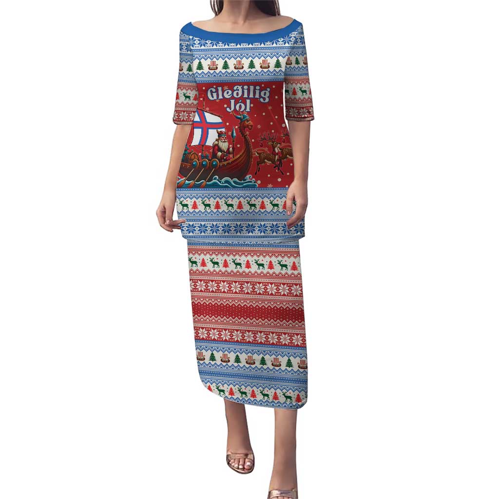 Faroe Islands Viking Santa Christmas Puletasi Funny Reindeer Norse Xmas - Wonder Print Shop