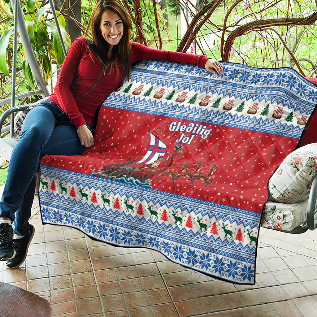 Faroe Islands Viking Santa Christmas Quilt Funny Reindeer Norse Xmas - Wonder Print Shop