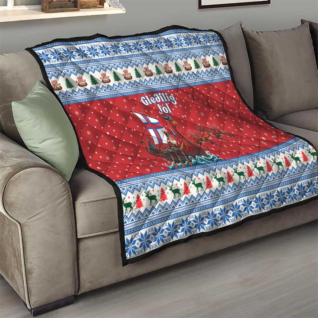 Faroe Islands Viking Santa Christmas Quilt Funny Reindeer Norse Xmas - Wonder Print Shop