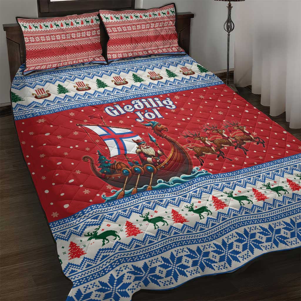 Faroe Islands Viking Santa Christmas Quilt Bed Set Funny Reindeer Norse Xmas - Wonder Print Shop