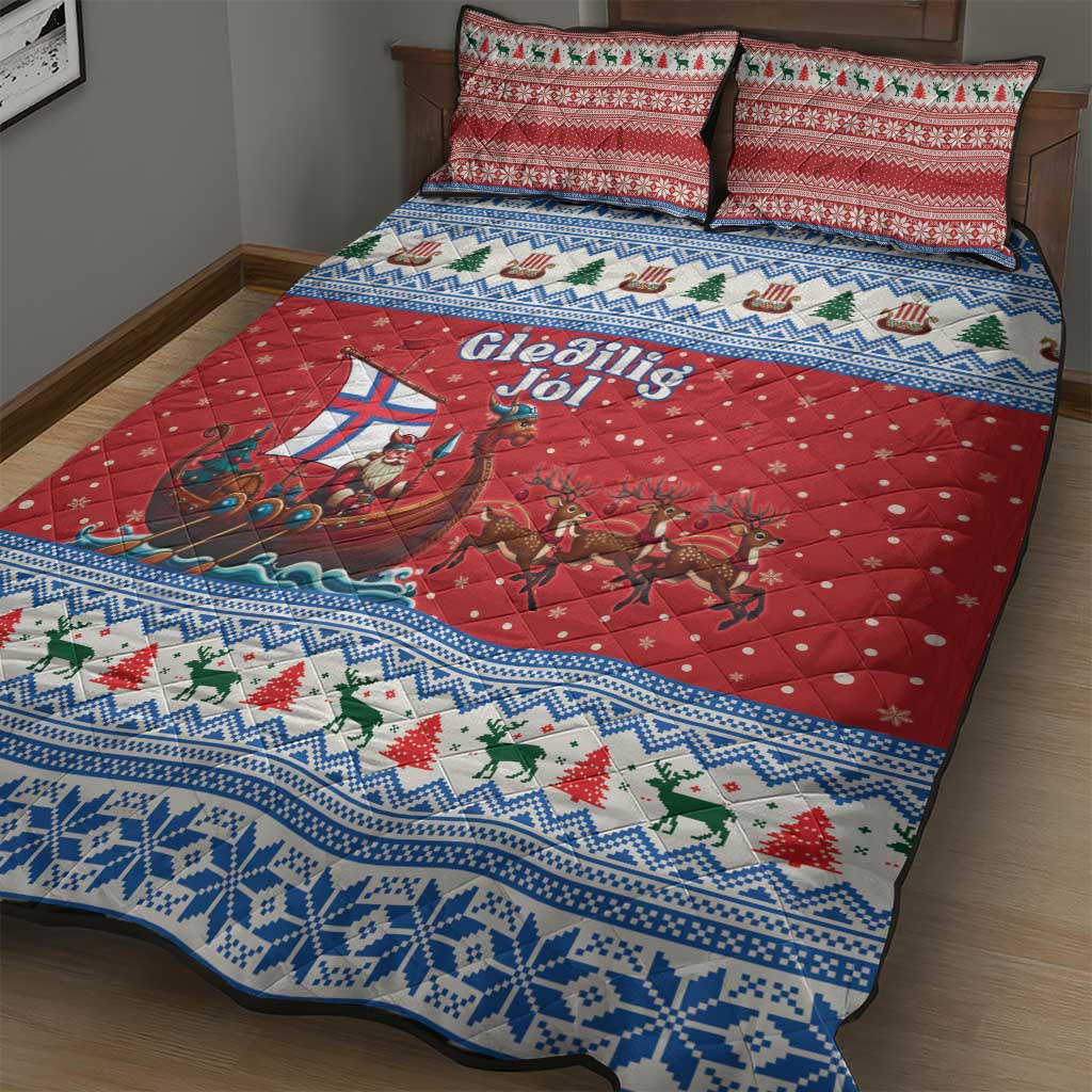 Faroe Islands Viking Santa Christmas Quilt Bed Set Funny Reindeer Norse Xmas - Wonder Print Shop