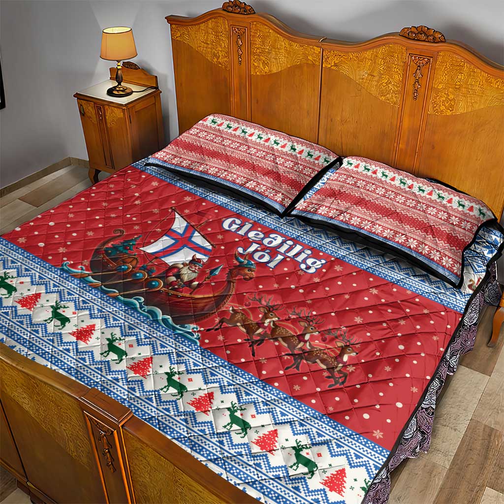 Faroe Islands Viking Santa Christmas Quilt Bed Set Funny Reindeer Norse Xmas - Wonder Print Shop