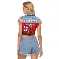 Faroe Islands Viking Santa Christmas Raglan Cropped T Shirt Funny Reindeer Norse Xmas - Wonder Print Shop