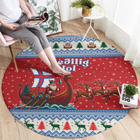 Faroe Islands Viking Santa Christmas Round Carpet Funny Reindeer Norse Xmas - Wonder Print Shop