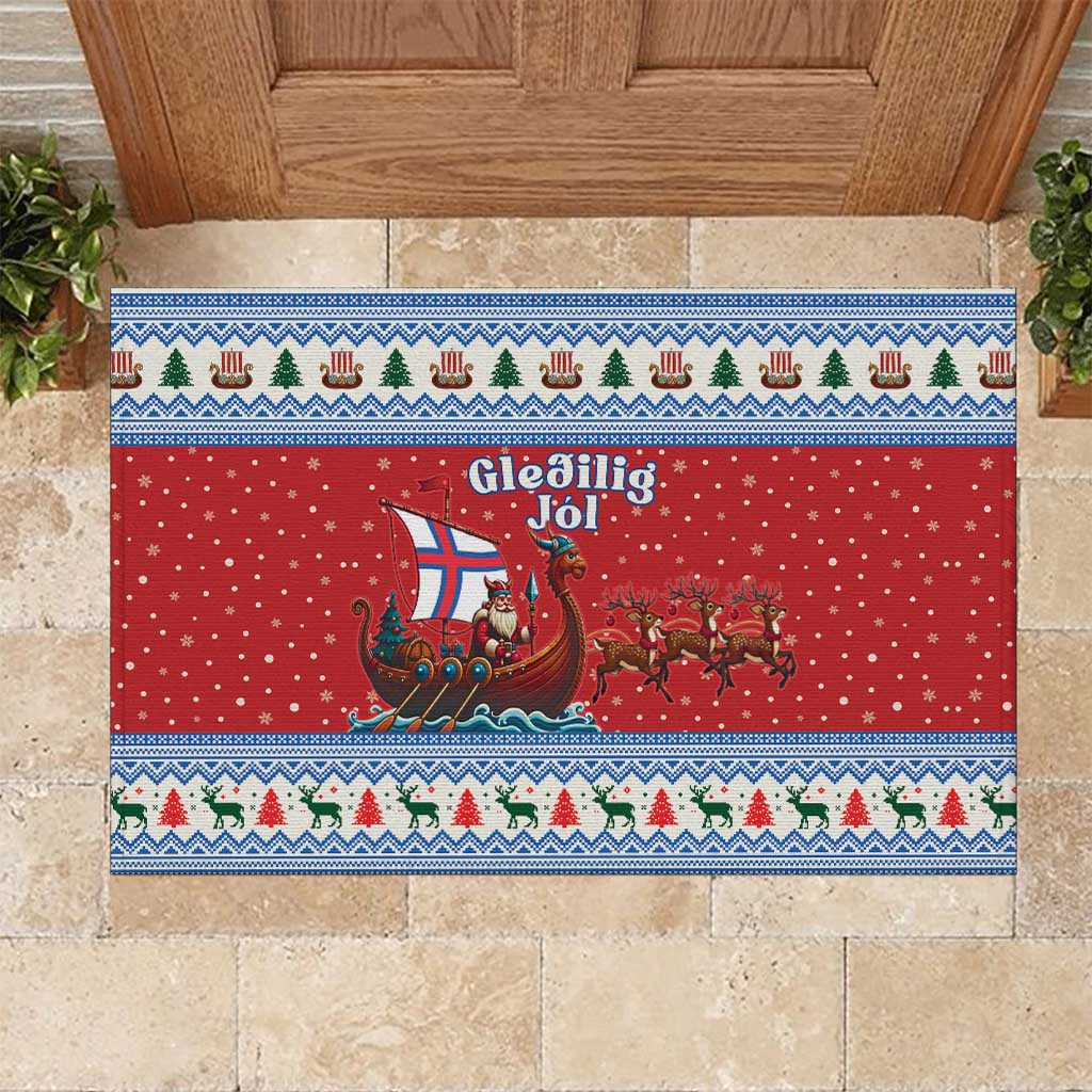 Faroe Islands Viking Santa Christmas Rubber Doormat Funny Reindeer Norse Xmas - Wonder Print Shop
