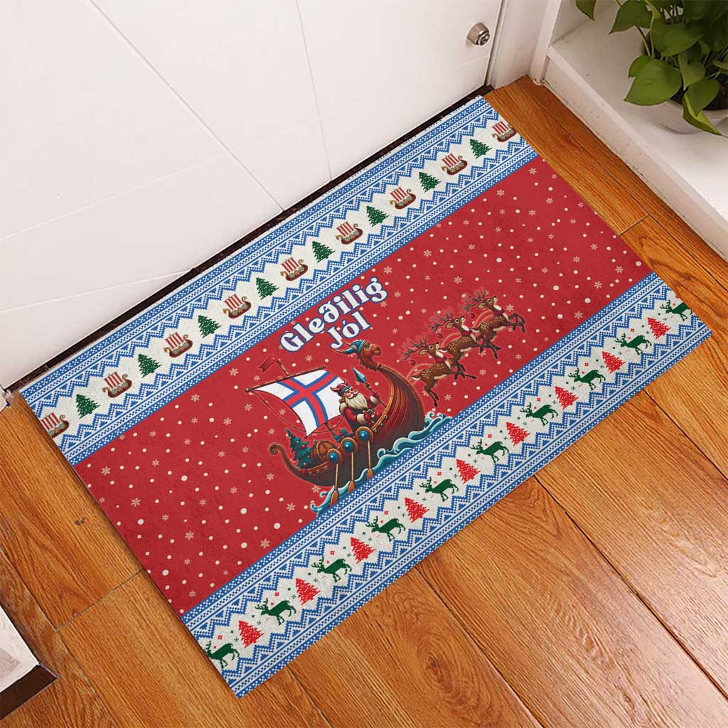 Faroe Islands Viking Santa Christmas Rubber Doormat Funny Reindeer Norse Xmas - Wonder Print Shop