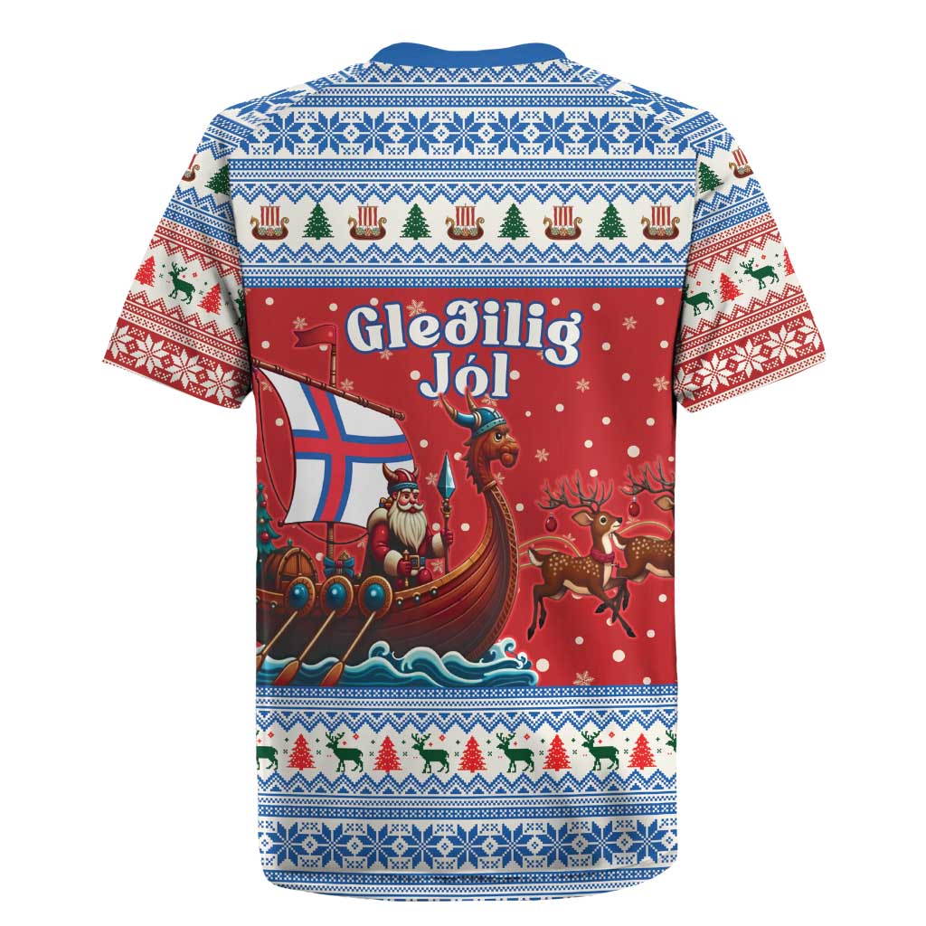 Faroe Islands Viking Santa Christmas Rugby Jersey Funny Reindeer Norse Xmas - Wonder Print Shop