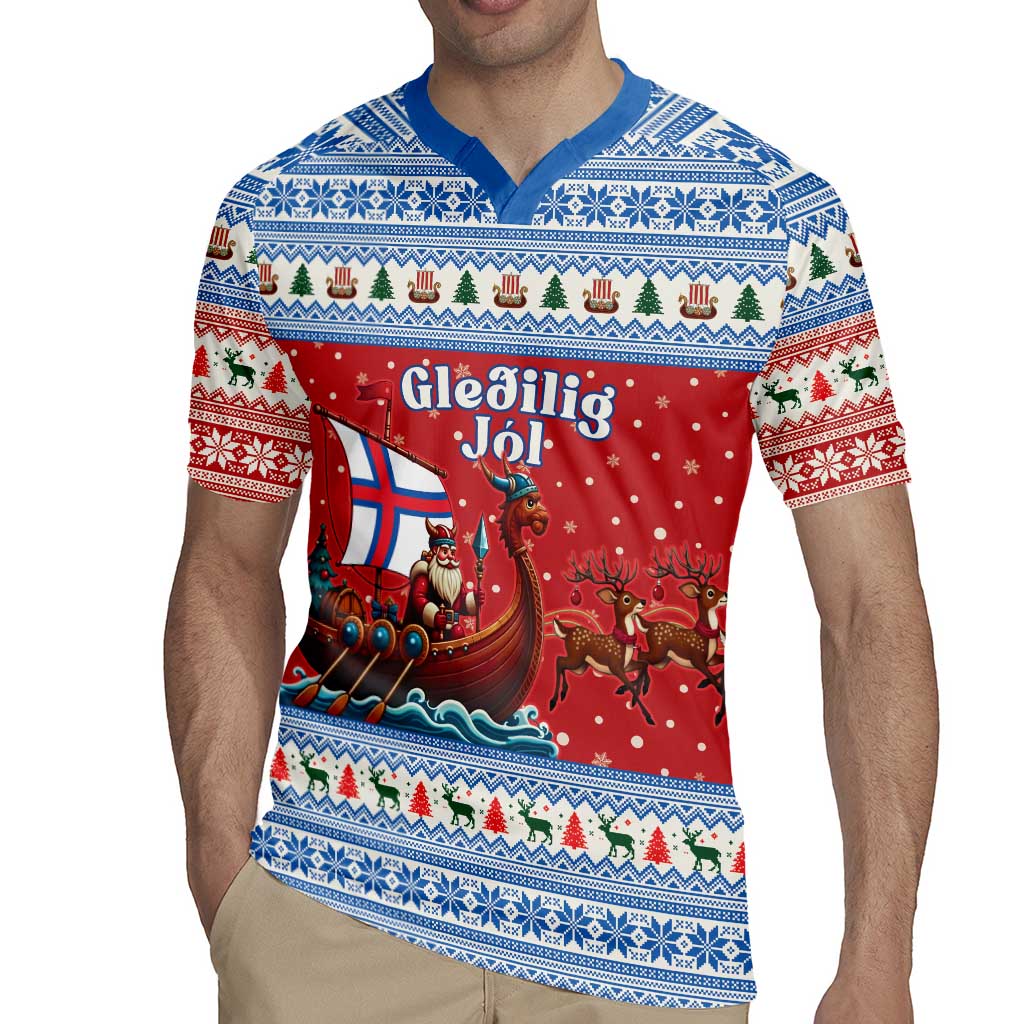 Faroe Islands Viking Santa Christmas Rugby Jersey Funny Reindeer Norse Xmas - Wonder Print Shop