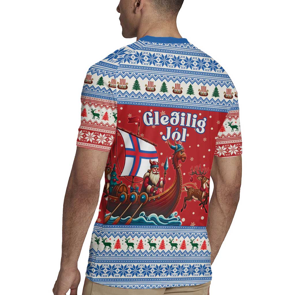 Faroe Islands Viking Santa Christmas Rugby Jersey Funny Reindeer Norse Xmas - Wonder Print Shop